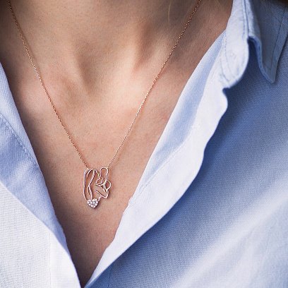 Золоте кольє "Мама з дитиною" (фіаніти)  кол01101 №7