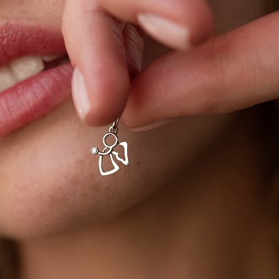 Золотая подвеска "Ангелочек" с бриллиантом 10831121 №5