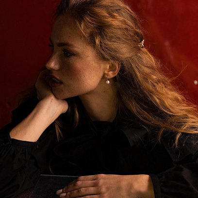 Золотые серьги "Изящность" (жемчуг) с07325 №7