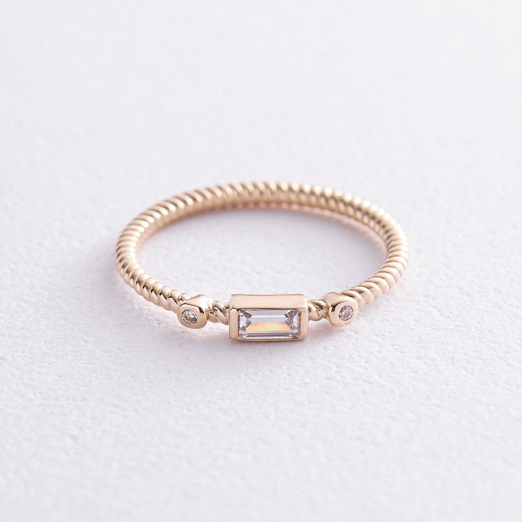 Кольцо "Кайла" в желтом золоте (фианиты) к07399 от ювелирного магазина Оникс