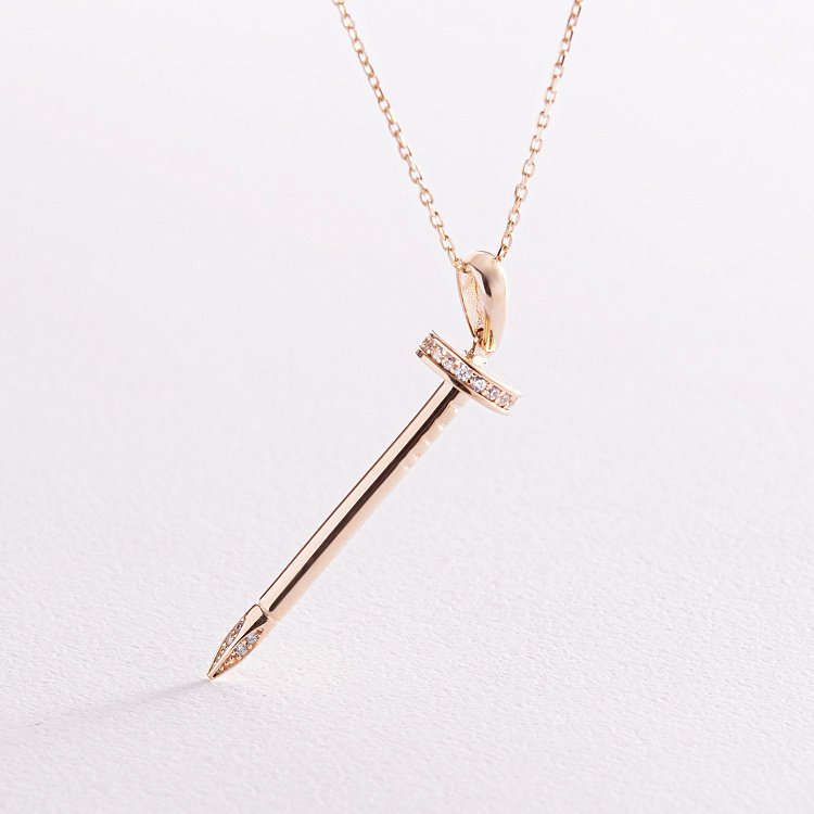 Кольє "Цвях" у жовтому золоті (фіаніти) кол02184 від ювелірного магазину Онікс - 3