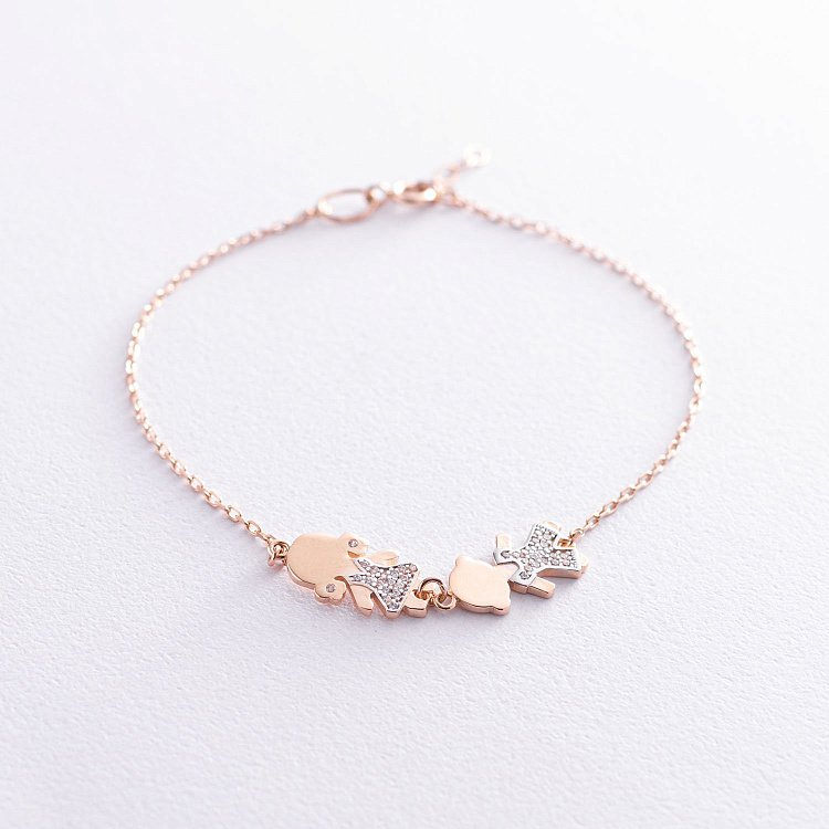 Золотий браслет "Хлопчик і дівчинка" (фіаніт) б04822 від ювелірного магазину Онікс - 4