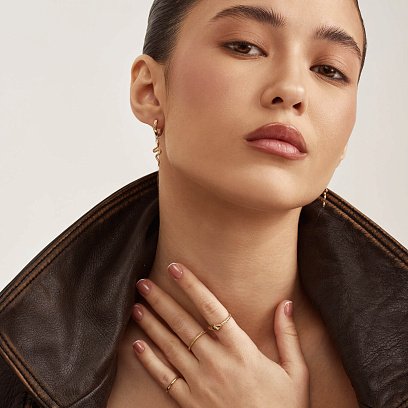 Сережки - кільця "Змії" у жовтому золоті с08022 №9