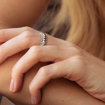 Кольцо в белом золоте к07619 №4