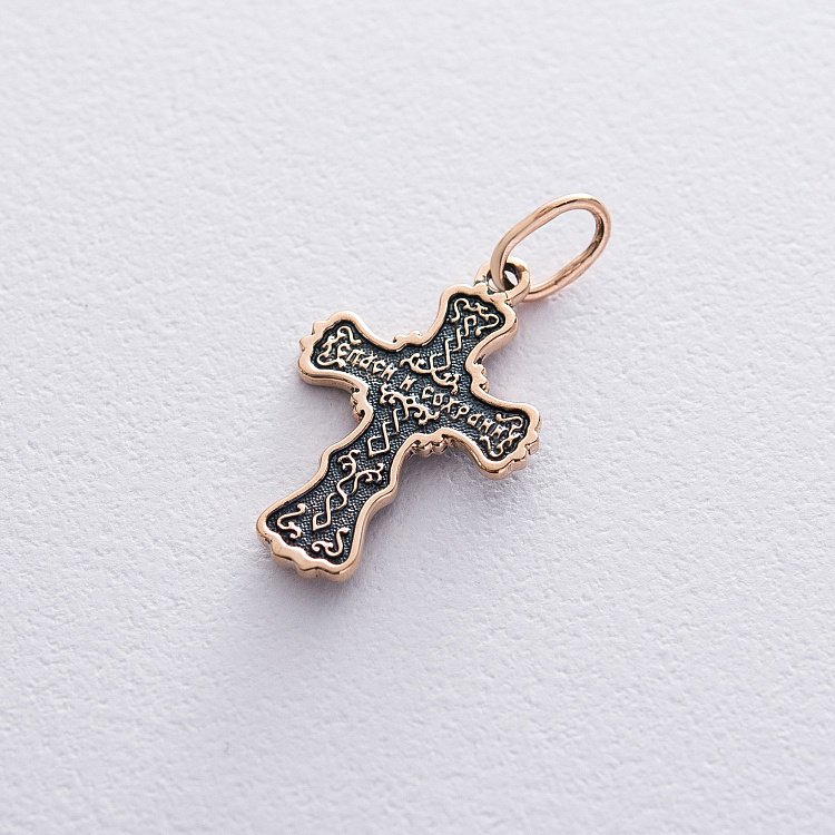 Православний хрест "Розп'яття" з молитвою "Спаси і збережи" (чорніння) п01828 від ювелірного магазину Онікс - 1