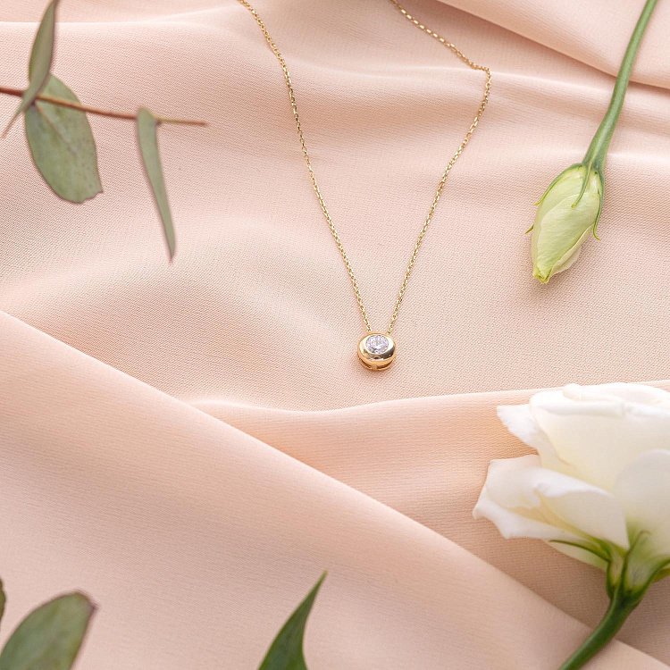 Золоте кольє з фіанітом кол01640 від ювелірного магазину Онікс