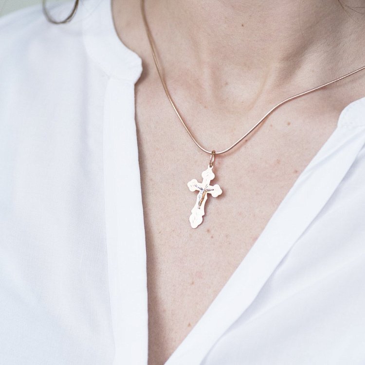 Золотий православний хрестик п01642 від ювелірного магазину Онікс - 2