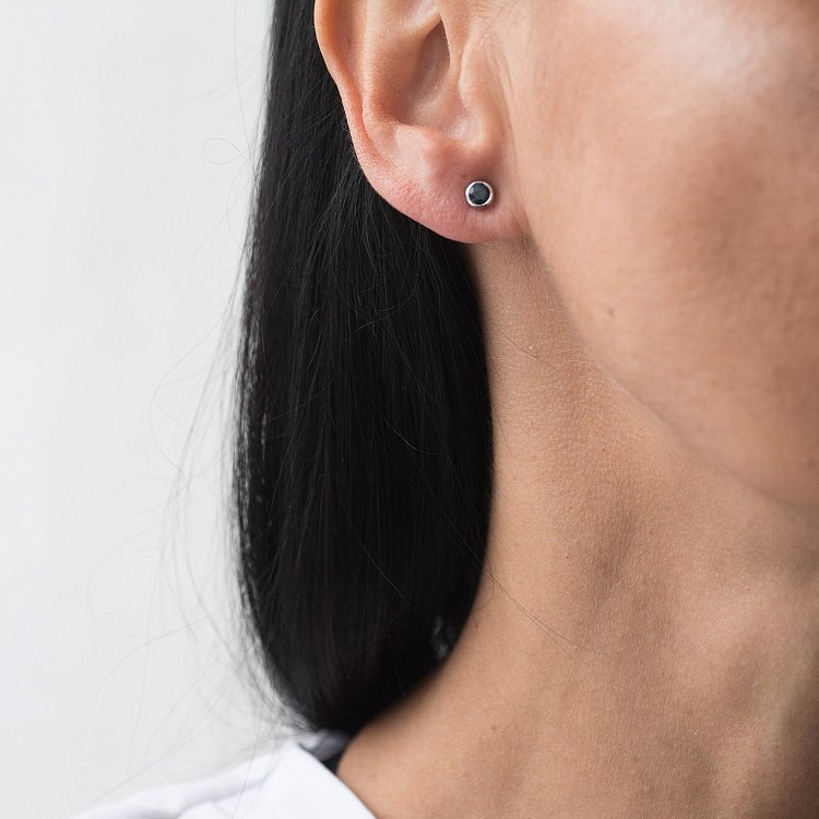 Золотые серьги-пусеты (топаз "Лондон голубой") сб0176gl от ювелирного магазина Оникс - 1