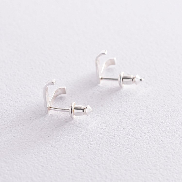 Срібні сережки - пусети "Акцент" 122914 від ювелірного магазину Онікс - 7