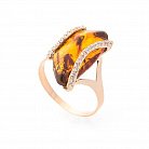 Золотое кольцо (янтарь, фианиты) к05603 от ювелирного магазина Оникс