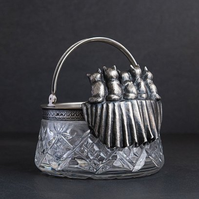 Срібна фігура ручної роботи з кошенятами 23126 №3