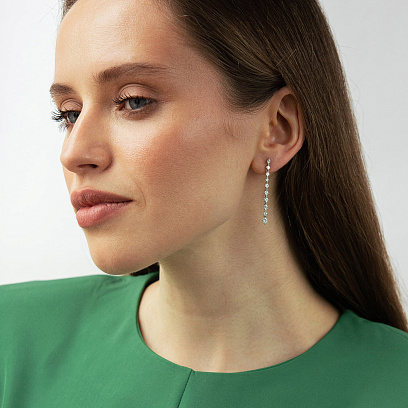 Сережки - пусети в білому золоті (діаманти) сб0699nl №4