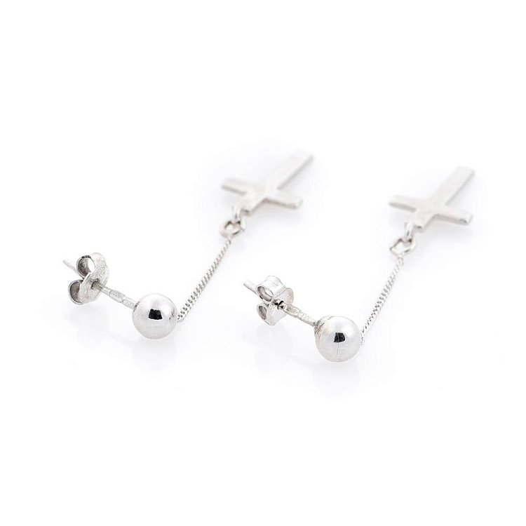 Срібні сережки з хрестиками 122146 від ювелірного магазину Онікс - 2