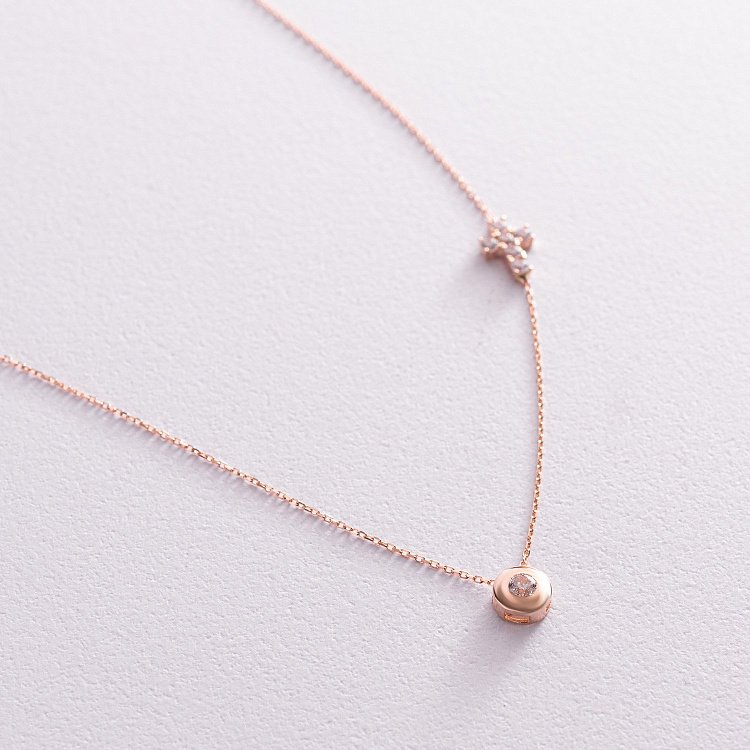 Золоте кольє з хрестиком (фіаніти) кол02114 від ювелірного магазину Онікс