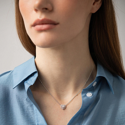 Золотое колье "Сердечко" с бриллиантами колб0138ri №2