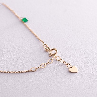 Браслет у жовтому золоті (зелені та білі фіаніти) б05138 №6