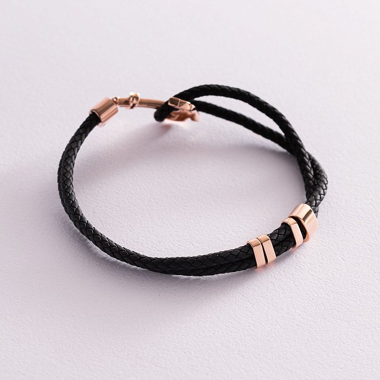 Каучуковый браслет "Якорь" с золотой вставкой б02765 от ювелирного магазина Оникс - 3