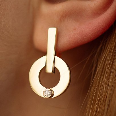 Серьги "Alison" с фианитами (желтое золото) с08827 №4