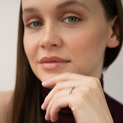 Помолвочное золотое кольцо с бриллиантами кб0580nl №2