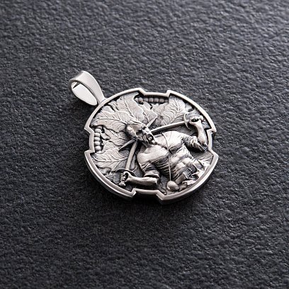Серебряный кулон "Український козак. Молитва до Пресвятої Богородиці" 133207 №19