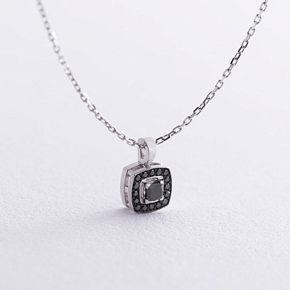 Кольє з чорними діамантами (біле золото) 729981121