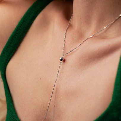 Серебряное колье - галстук "Шарик" 908-01360 №4