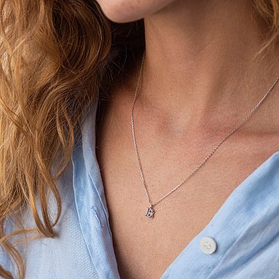 Серебряное колье с буквой В 18617ч №2