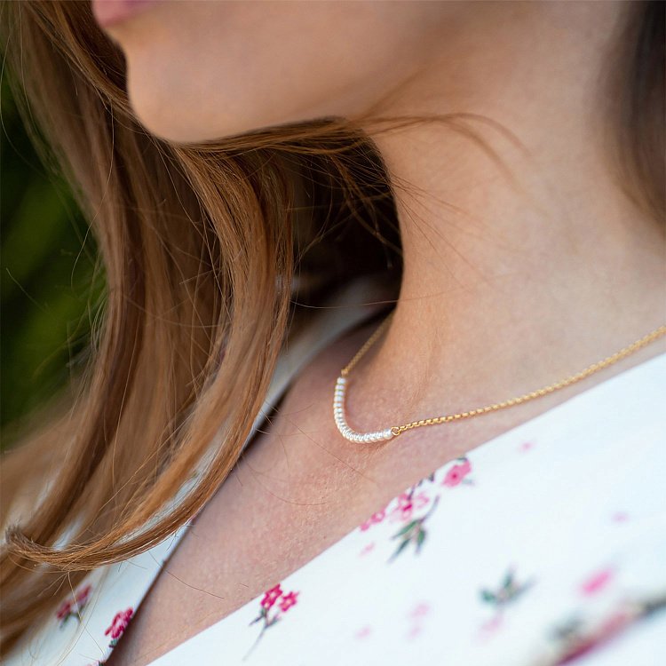 Серебряное колье "Нежность" с позолотой (жемчуг) 181016 от ювелирного магазина Оникс - 4