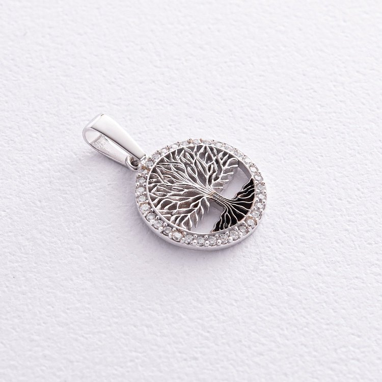 ﻿Кулон "Древо життя" з фіанітами (біле золото) п03820 від ювелірного магазину Онікс