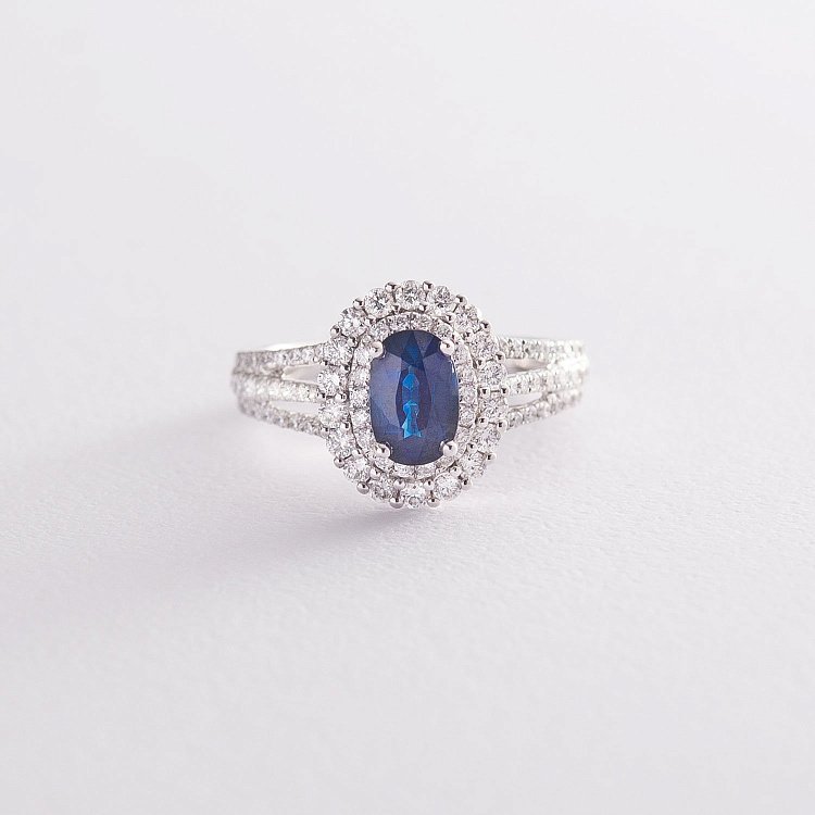 Золотое помолвочное кольцо (сапфир, бриллиант) к351ri от ювелирного магазина Оникс