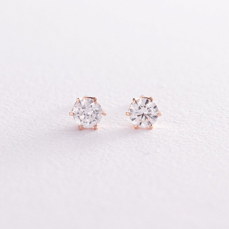 Золоті сережки - пусети з діамантами сб0397 від ювелірного магазину Онікс - 2