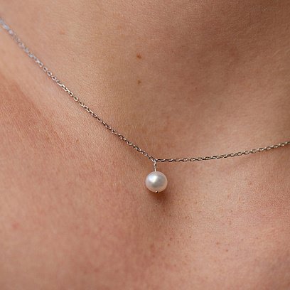 Колье с жемчужиной (белое золото) кол02400 №4