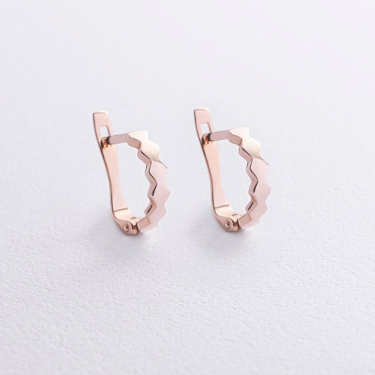 Серьги из красного золота на английской застежке с06385 от ювелирного магазина Оникс