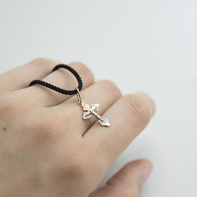 Золотий православний хрест "Розп'яття. Молитва" Спаси і збережи " п01575 від ювелірного магазину Онікс - 2