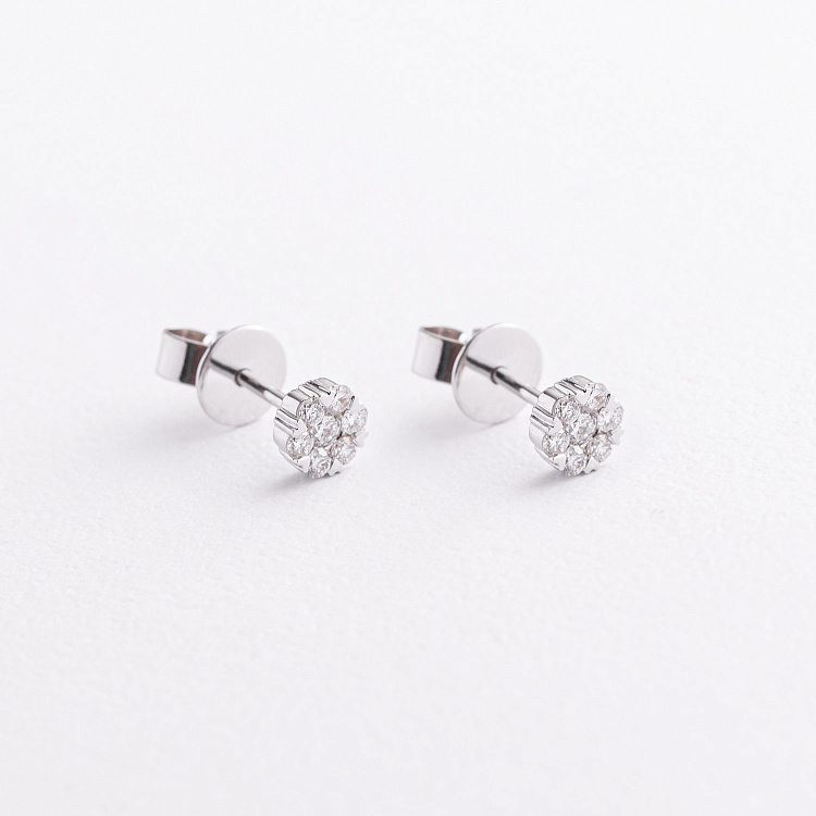 Золоті сережки - пусети "Квіточки" з діамантами сб0669ca від ювелірного магазину Онікс - 1