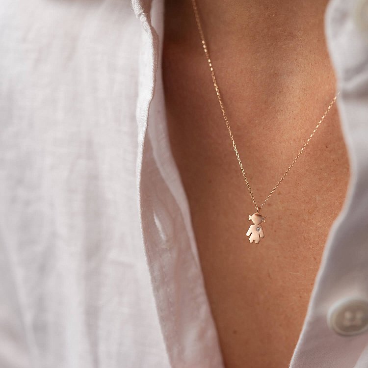 Колье "Девочка" в красном золоте (фианит) кол02200 от ювелирного магазина Оникс - 6