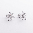 Серьги - пусеты "Цветочки" в белом золоте (бриллианты) сб0700rc от ювелирного магазина Оникс - 1