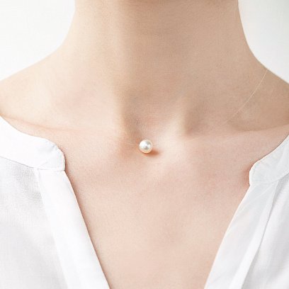 Жемчужина на леске с культ. пресн. жемчугом (золотая застежка) кол01109 №3