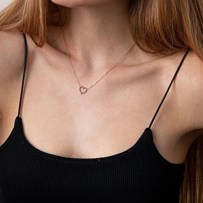 Золотое колье "Влюбленное сердце" кол01989 №5