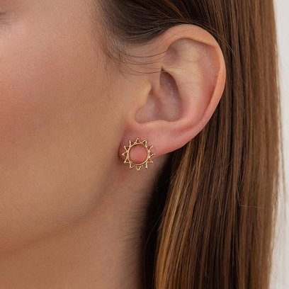 Золотые серьги - пусеты "Солнце" с07856 №9