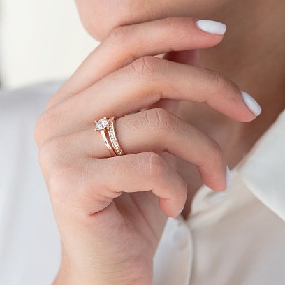 Заручальна золота каблучка з фіанітами к05752 №3