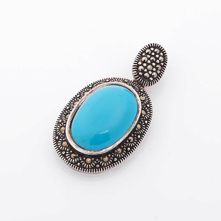 Серебряный кулон (им. бирюза) 13810 от ювелирного магазина Оникс