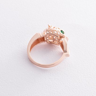 Кольцо "Пантера" в красном золоте (фианиты) к07610 №5