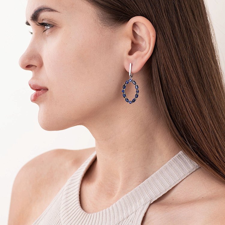 Серебряные серьги с сапфирами 2378/1р-HSPH от ювелирного магазина Оникс - 1