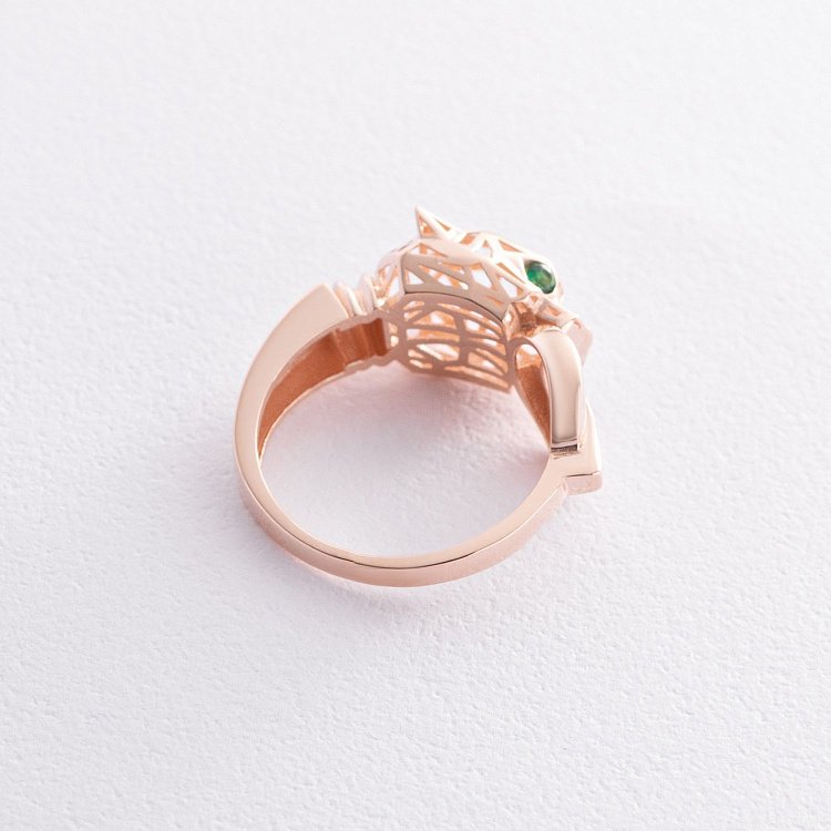 Кольцо "Пантера" в красном золоте (фианиты) к07610 от ювелирного магазина Оникс - 4