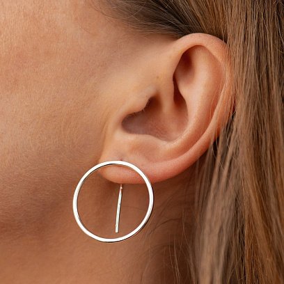 Срібні сережки "Геометрія" (2.7 см) 122785 №5