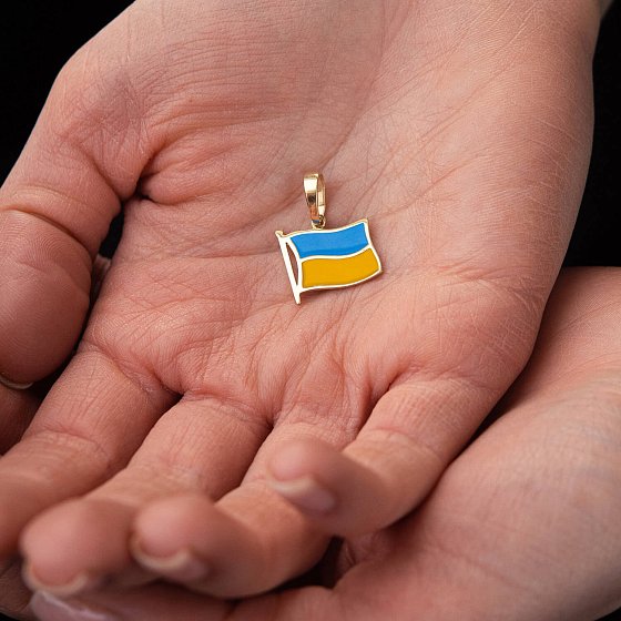 Подвеска "Флаг Украины" в желтом золоте п03780 №4