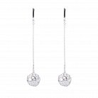 Срібні сережки "Кульки" з фіанітами 122257 от ювелирного магазина Оникс - 1