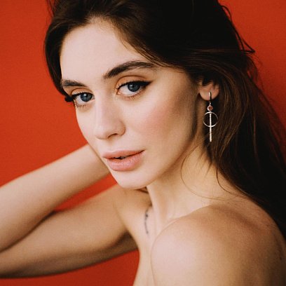 Сережки "Геометрія" у білому золоті с08153 №3