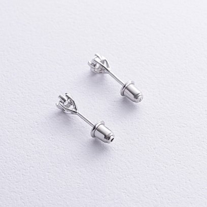 Срібні сережки - пусети (фіаніти) 121893 №3